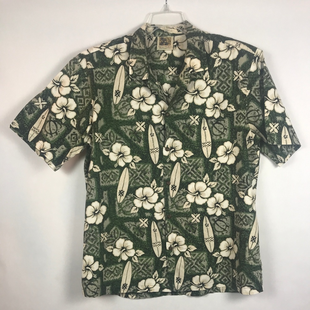 WINNIE FASHIONS Men's Green Hawaiian Floral Turtle